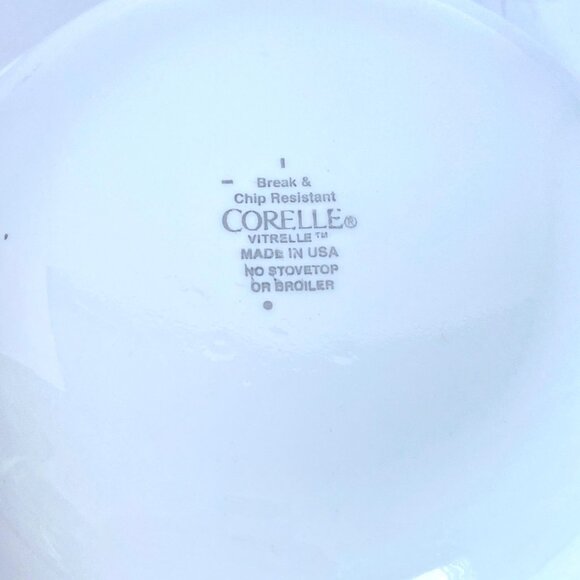 Corelle Vitrelle Bowl 6.25in White With Blue Green Rings Break Chip Resistant - Picture 5 of 7